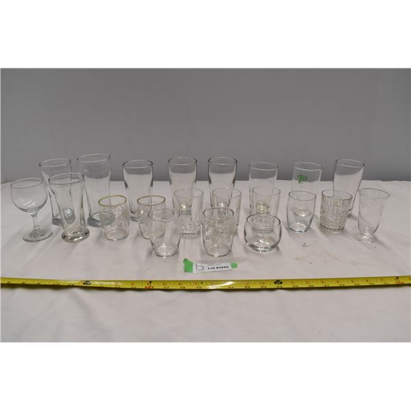 Assorted glasses, multiple shapes
