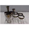 Image 3 : Assorted silver/black rimmed glassware