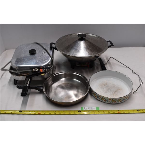 Electric wok, electric pan, 2 metal pans