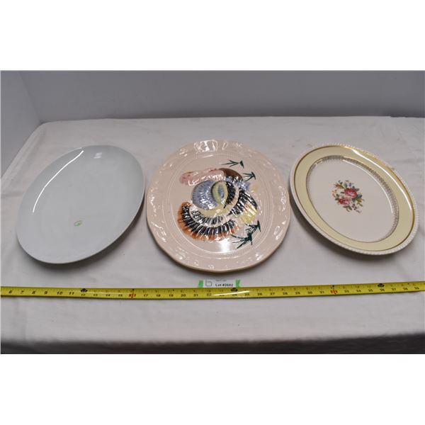 3 Glass turkey platters