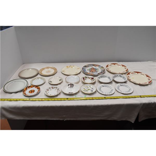 Assorted plates including 2 Royal Albert saucers