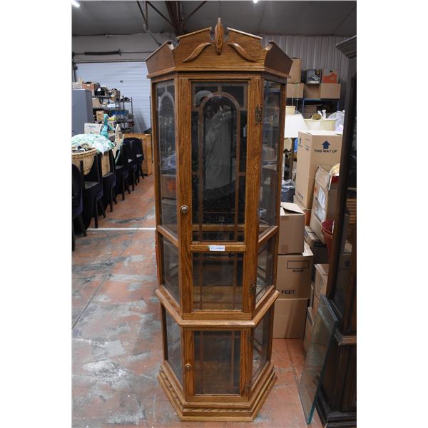 Vintage China cabinet. 74"H, 24"W, 12"D (cracked glass)