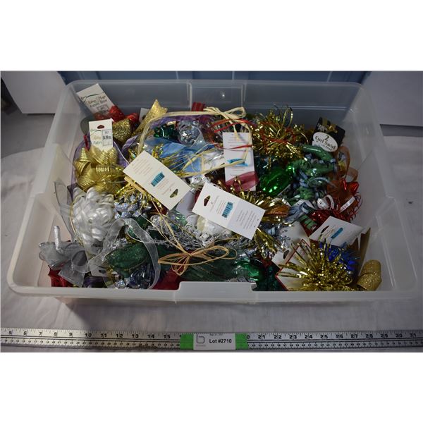 Tote Filled with Christmas Ribbons and Bows