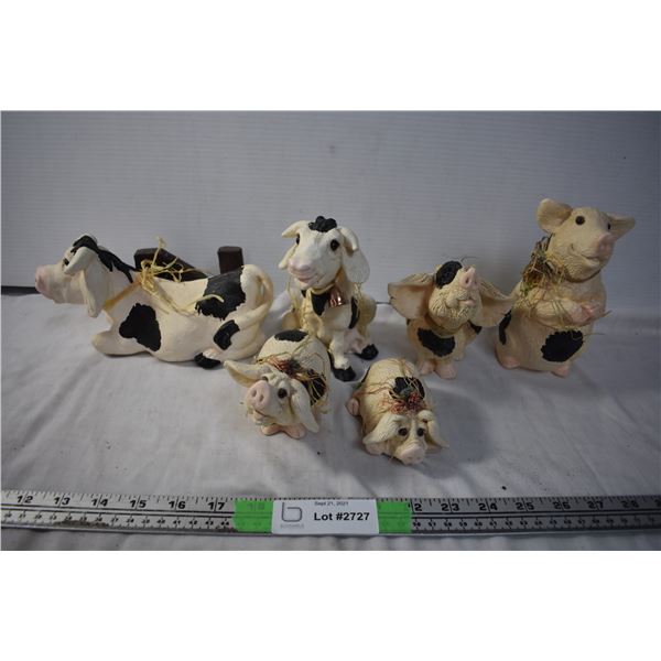 Pig and Cow Figurines