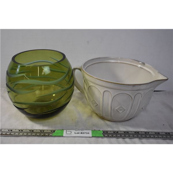 Ornamental Vase, Ceramic Bowl with Spout