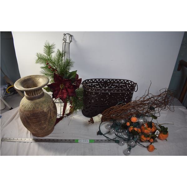 Box of Decorations with Heavy Vase