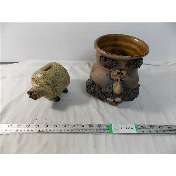 Pottery Vase + Pig Jug Bank