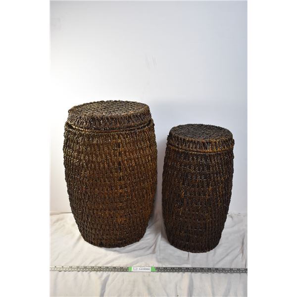 2 Wicker Baskets (19" and 16" tall)