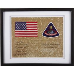 Apollo 8 Space Flown U.S. Flag with Crew Patch.