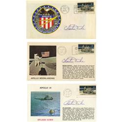 Set of 3 Apollo 16 Covers Signed by Charles Duke