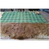 Image 5 : Deer hide throw lined with chequered wool blanket, 64”x58” and tub