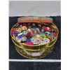 Image 1 : Large decorative cake tin of vintage buttons