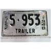Image 1 : Sask 1948 Trailer Plate 5-953