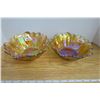 Image 1 : 2 Antique Carnival Glass Iridecent Amber Bowls