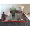 Image 1 : Heavy welded metal & double glass tray drink, candy bar.