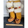 Image 1 : Moose hyde, beaded mukluks. Size appox. Ladies 7-9