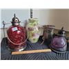 Image 1 : Group of mosaic candle light lamps and mosaic vase.
