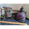 Image 4 : Group of mosaic candle light lamps and mosaic vase.