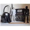Image 1 : Darth Vader bucket & action figure. Storm Trooper, Rogue 1 book.