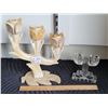 Image 1 : Hand carved Alabaster candelabra & glass table candle holder.