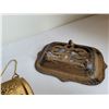 Image 4 : Cast iron soap dish, Brass toilet lid & ceramic hand holding glass