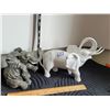 Image 1 : White ceramic & grey poly resin elephants