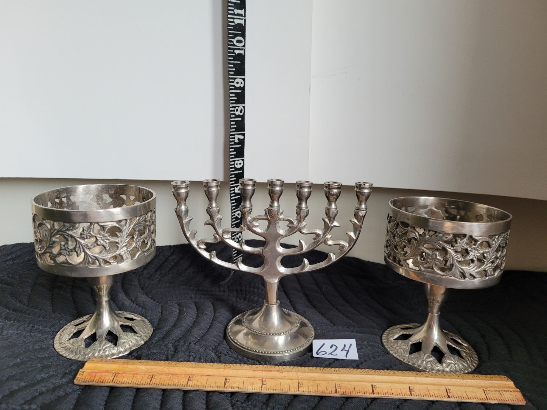 Vintage metal menorah candle set Schmalz Auctions