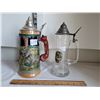 Image 1 : Vintage ornate German beer stein & unique glass stein.