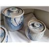 Image 3 : 4 piece hand made pottery cannister set. Glazed and fired.