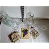 Image 5 : Older wine decanters, Sipping & liquer glasses, coasters & plaque.