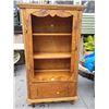 Image 1 : Primitive china cabinet with drawer. Needs glass in door.