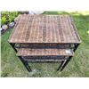 Image 5 : 3 metal & wicker nesting tables. Some wicker damage.