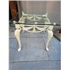 Image 1 : Vintage cast iron parlor table with beveled glass removable top.