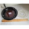 Image 1 : Vintage dark amber smoke stand ashtray & a cut glass ashtray.