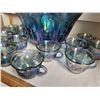 Image 4 : Vintage Indiana Blue Harvest Grape carnival glass punch bowl & 12 cups