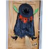 Image 4 : Halloween lot. Door hanger, plaster skull, hooded skeleton, crashing witch & orange hair hat.