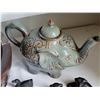 Image 3 : Ornate bowl from India, Elephant teapot (cracks), animal carvings.