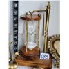 Image 2 : Old brass hour glass , bell alarm clock & miniatures.