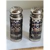 Image 4 : Vintage sterling silver mini salt & pepper shakers, UK silver plate & cobalt blue shakers. Silver pl