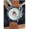 Image 2 : Vintage Timex clock. (working) Tasmanian Devil watch on a leather strap.