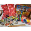 Image 1 : 1999 Pokemon slightly used activity & sticker books. Unchecked cards & action figure.