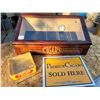 Image 1 : Wood & glass cigar humidor/ display cabinet. Sign & Trump cigar case
