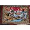 Image 1 : Vintage velvety soft wall tapestry, arabian knights.. Maroon fringe on sides. Approx. 46” long X 67”