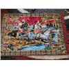 Image 2 : Vintage velvety soft wall tapestry, arabian knights.. Maroon fringe on sides. Approx. 46” long X 67”