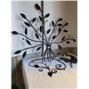 Image 1 : Metal art tree, leaves wall decor. Vintage wall flower pot holder.