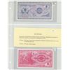 Image 1 : Macedonia. Lot of 2 notes: 1992 10 Denar P-1 and 1992 25 Denar P-2. The first notes issued by this n