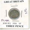 Image 1 : Great Britain. 1936 George V Silver 3 Pence. The year George V died and was replaced by his 2 sons (