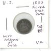 Image 1 : U.S. 1853 Silver Half Dime with Arrows at Date. VG.