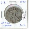 Image 1 : U.S. 1943 Walking Liberty Silver Half Dollar. Philadelphia Mint. F-12.