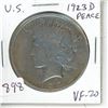 Image 1 : U.S. 1923D Peace Silver Dollar. Denver Mint. VF-20.